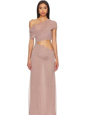 LPA One-Shoulder Mauve Maxi Dress